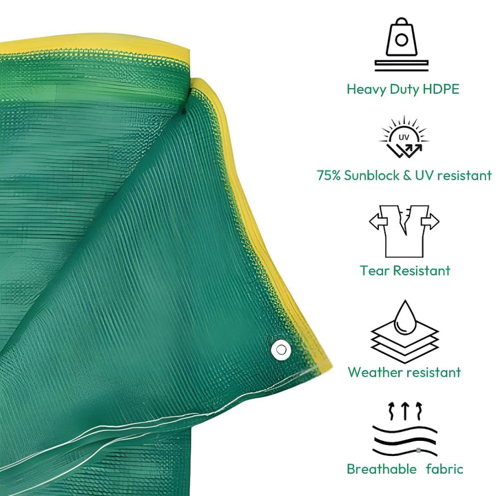 Green Shade Net 75% Sun Block (10ft x 15ft) – UV Stabilized Multipurpose Garden & Agriculture Shade Net for Plants, Greenhouse, Terrace & Outdoor Use