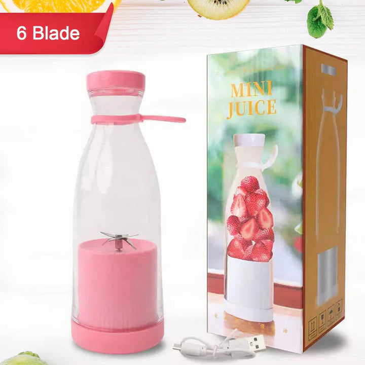 Portable Blender 420ML USB Rechargeable Juicer with 6 Blades for Smoothies & Shakes